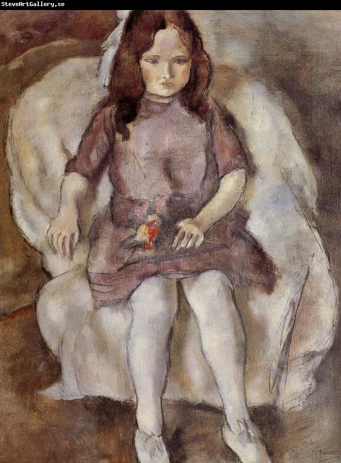 Jules Pascin The Girl holding flower